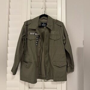 Ushuaia Ibiza Military Field Jacket in Olive Green - oversized fit
